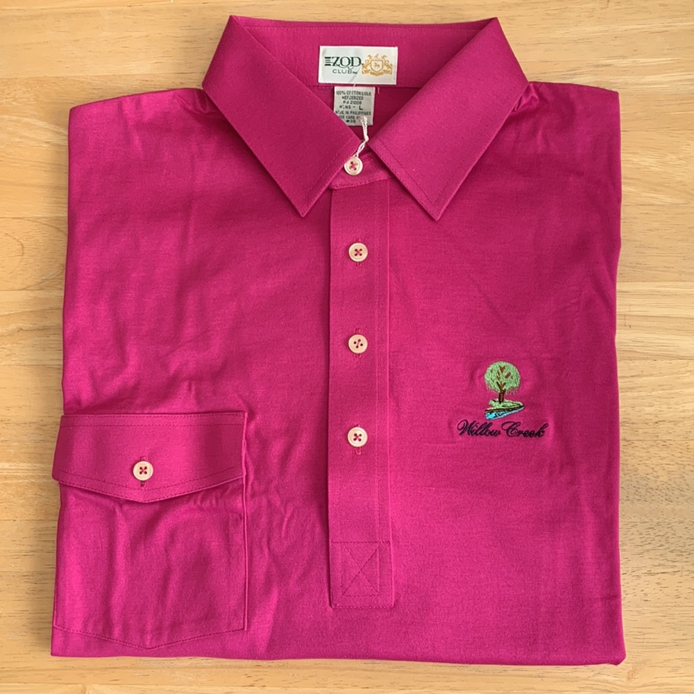 Izod Club Magenta Short Sleeve Golf Shirt, Men's Large